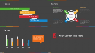 六色商务ppt模板(含16套数据分析图表)