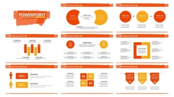 橙色半透明刷痕创意简约商务报告模板示例7