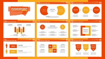 橙色半透明刷痕创意简约商务报告模板示例6