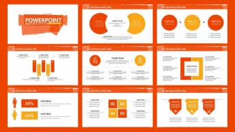 橙色半透明刷痕创意简约商务报告模板示例5
