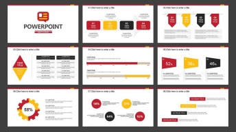 扁平化图标式红色文档创意商务报告模板示例6