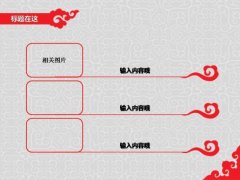 【国风】红色传统花纹商务演示PPT模板示例3