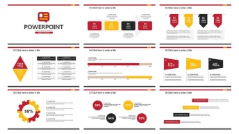 扁平化图标式红色文档创意商务报告模板示例7