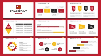 扁平化图标式红色文档创意商务报告模板示例4