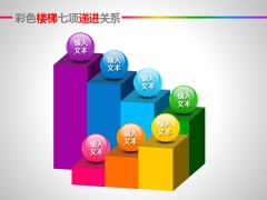彩色楼梯七项递进关系PPT图表