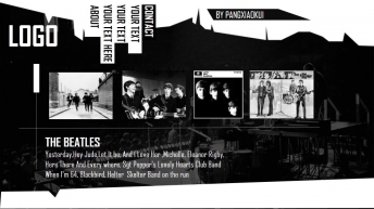 【The Beatles】黑白涂鸦摇滚风音乐模板 示例6