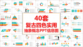 40套复古四色实用抽象概念PPT信息图示例2