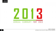 红绿背景大标年度汇报总结商务PPT模板示例2
